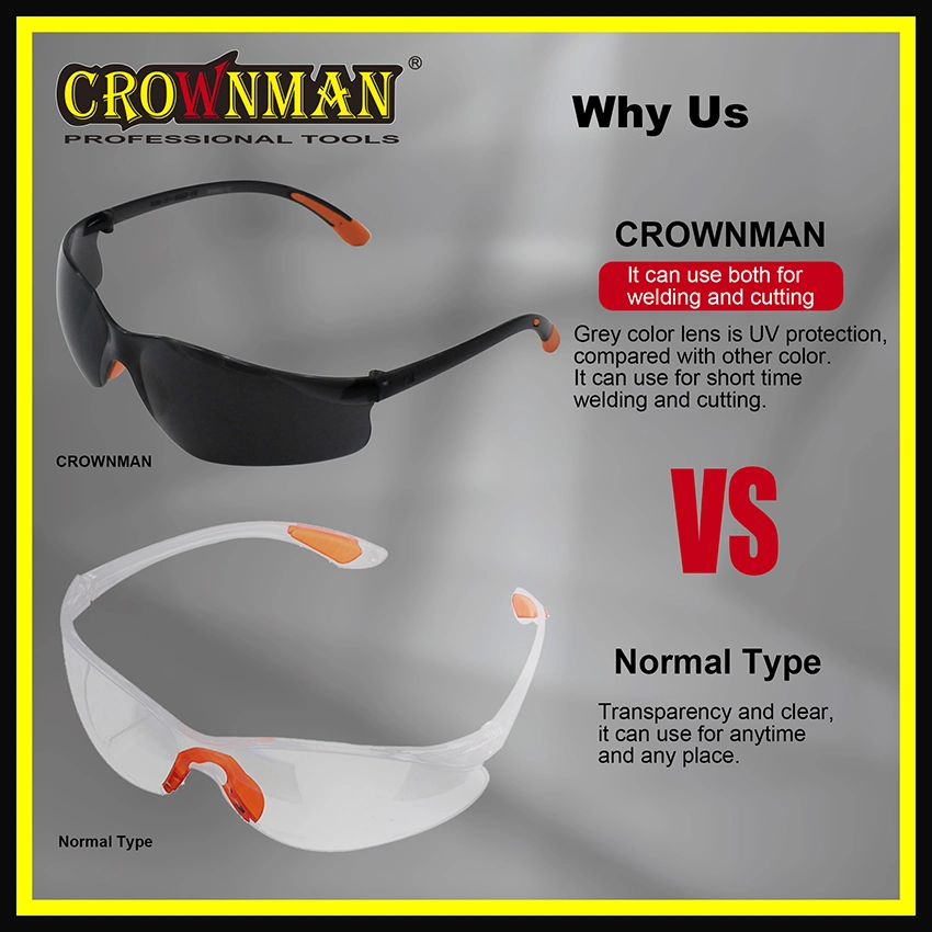 Crownman PPE, Protective Safety Glasses with CE Certificate, Dark Color Protective Spectacles