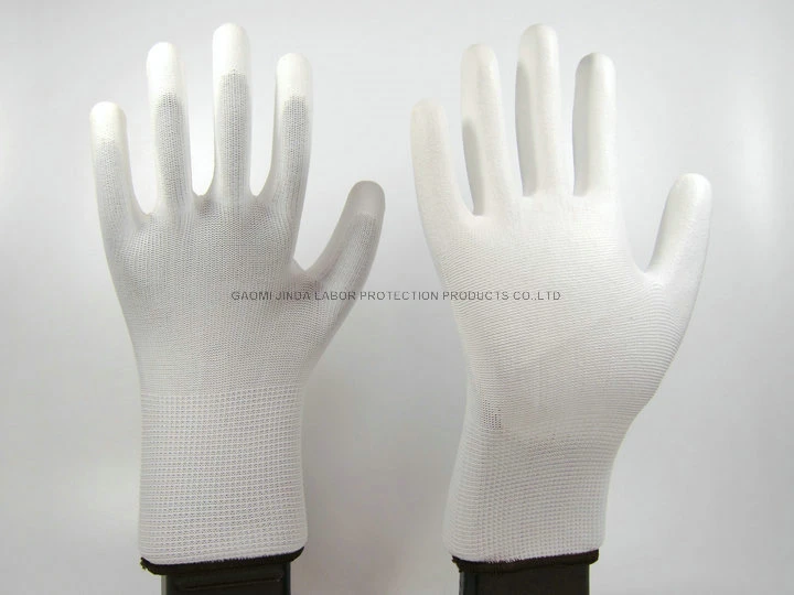 13 Polyester White PU Palm Coated Household Electric Hand Work Gloves