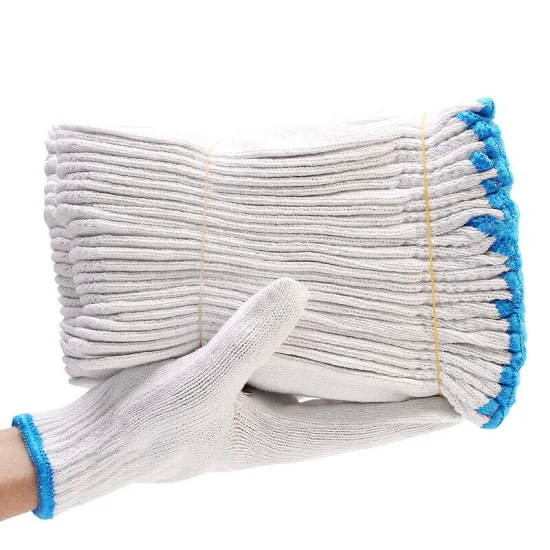 Китай оптовая продажа 7/10 калибра белые хлопчатобумажные трикотажные перчатки, защитные рабочие перчатки Guante
